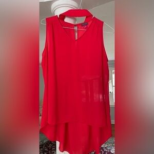 Vince Camuto women’s sleeveless sheer popover tiered red top size medium